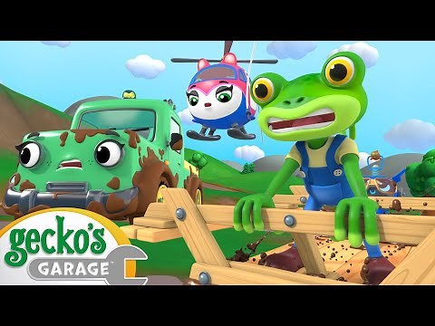 Muddy Mountain Helicopter Rescue - Gecko's Garage | Cartoons For Kids | Toddler Fun Learning