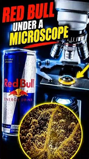 WHAT IS INSIDE?! RED BULL UNDER A MICROSCOPE⚡🔍