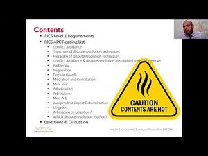 MEQSA Webinar 18 - Conflict Avoidance, Management and Dispute Resolution Procedures