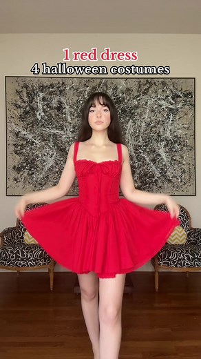 4 halloween costume ideas for a red dress! #halloween #halloweencostumeideas #halloweenlook #halloweencostume #styling