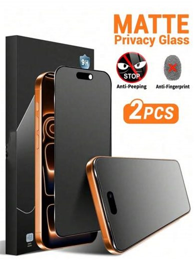 Yezodawee 2pcs Matte Privacy Screen Protector, Tempered Glass Screen Protector, Phone Case Friendly, Full Screen Anti-Fingerprint, Waterproof, Anti-Scratch, Anti-Spy, Anti-Glare, Compatible With IPhone 16E 16 Pro Max 16 Pro 16 Plus 16 15 Pro Max 14 Pro Max 13 Mini 12 11 XS MAX XR 8 8Plus 7 Series Screen Protection Essentials, Applicable To Daily Shield, Office, Home Daily Shield Office Home Phone Screen Protector Phone Accessories Shockproof Anti-Fall Scratch Resistant | SHEIN