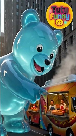 Giant Blue Gummy Bear Pranks the City
