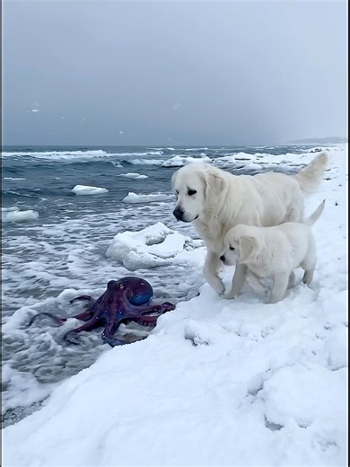 Golden Retriever and a Human Worked Together to Save a Puppy #goldenretreiver #animalrescue #animalsoftiktok #aianimals #viralusa