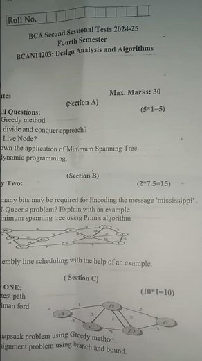 #2nd_sessional Design _Analysis_And_Algorithms #BBDU_2025