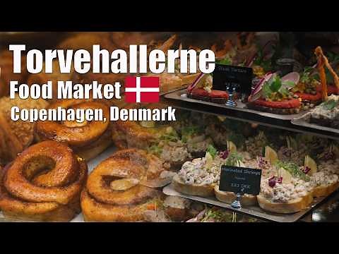 Copenhagen Food Market Tour 🇩🇰 TorvehallerneKBH - Smørrebrød, Danish Pastries & Street Food