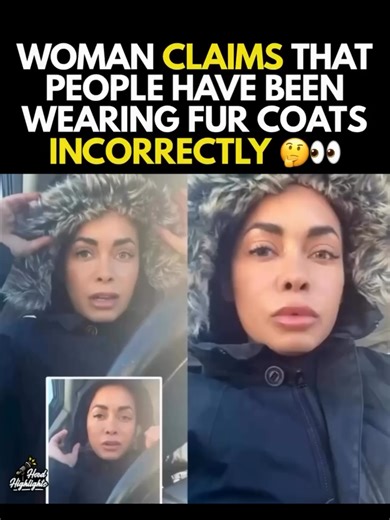 A woman is going viral after saying people have been wearing fur hoods wrong by not folding them inside #furcoat #furbaby