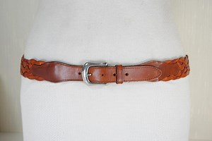 Foxy Brown Braided Belt, Woven Leather Belt for Women, Reddish Details, Solid Silver Buckle, VINTAGE, Honey Cognac, Boho Size 38 39 40 41 - Etsy UK