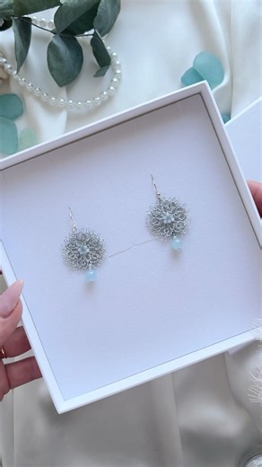 It’s hard to believe that these earrings are made from threads ✨ #tatting #handmadejewelry #diy
