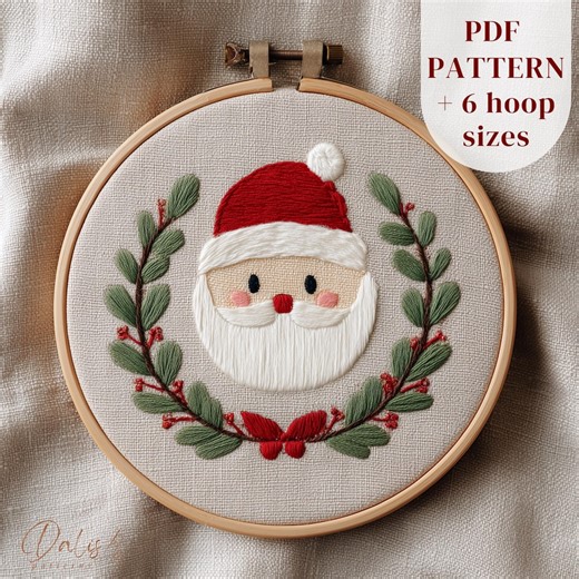 Santa Claus Hand Embroidery Design, Christmas Embroidery Pattern, Holiday Season Embroidery PDF Template, Thread Painting Pattern, DIY Craft - Etsy Canada