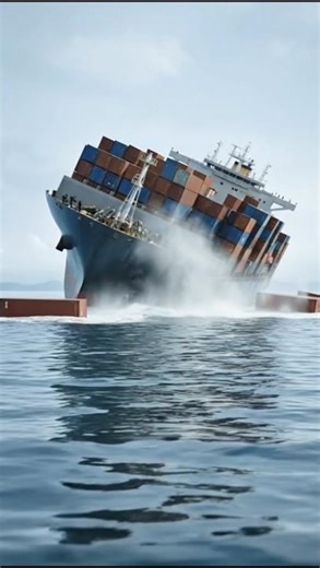 Container Ship Loses Stability in Daylight 🌊 | #Ship #Ocean #Shorts