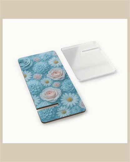 Floral Smartphone Stand | Blue Rose & Daisy Mobile Display Stand
