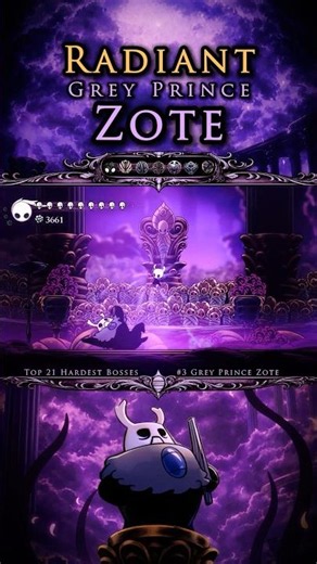 Hardest Boss #3: Radiant Grey Prince Zote [No Hit] | Hollow Knight #hollowknight #shorts