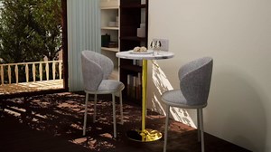 Round Cocktail Table Gold Height Adjustable 27.9''-35.4'' Pub Bar Table with Metal Base, Modern Sturdy Stylish for Kitchen, Dining Room, Office, Home Bar