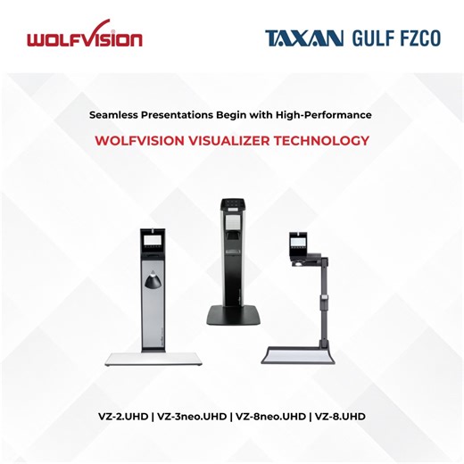 Taxan Gulf FZCO on Instagram: "𝐑𝐞𝐢𝐦𝐚𝐠𝐢𝐧𝐞 𝐡𝐨𝐰 𝐲𝐨𝐮 𝐩𝐫𝐞𝐬𝐞𝐧𝐭 𝐝𝐨𝐜𝐮𝐦𝐞𝐧𝐭𝐬 𝐚𝐧𝐝 𝐨𝐛𝐣𝐞𝐜𝐭𝐬. The WolfVision Visualizer Series delivers exceptional live image quality, real-time zoom, and unmatched ease of use - transforming any document or physical object into a vivid visual aid. ✔️ Crystal-clear 4K UHD resolution ✔️ Plug-and-play integration with AV/IT setups ✔️ Ideal for live demos, hybrid teaching, and remote meetings From the compact VZ-3neo to advanced ceiling-mo