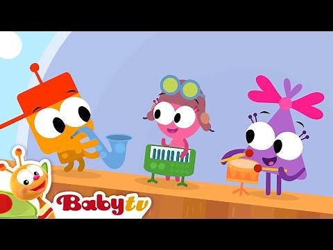 Making Music 🎸​🥁​​🎷 ​Guitar, Drums, Keyboard and a Saxophone | Videos for Kids ‪@BabyTV‬