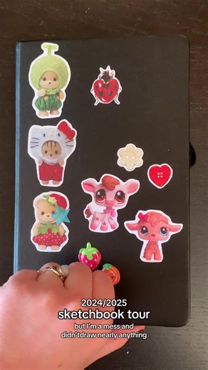 SKETCHBOOK TOUR ‼️‼️‼️ I started this sketchbook on september of 2024 and I’m not done yet… anyways here are some pages of the sketchbook!! stay tuned if you want to see the 2nd part of the tour! #sketchbooktour #sketchbookart #smallartist #traditionalart #arttrend