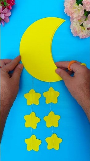 Paper Moon Hanging Craft 🌙 Cute Room Decor #kids #DIY