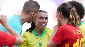 Marta shown straight red card in what could be unceremonious Brazil exit