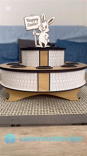 Easter Egg Holder Stand SVG | Bunny Easter Egg Display Laser Cut File 3mm | Tiered Egg Stand DXF
