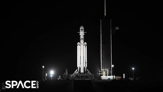 Falcon Heavy by SpaceX prepares for Space Force launch in time-lapse video