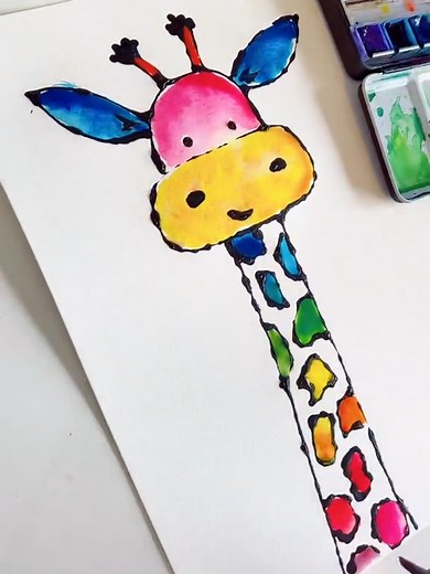 DIY Gothic Glue Painting Tutorial: Giraffe Lovers' Easy Art