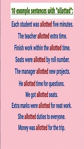 10 example sentences with "allotted" (2025). #shorts #trendingshorts #alloted