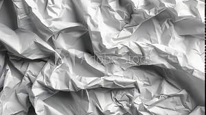 Crumpled white paper texture on a flat surface showcasing intricate folds and creases