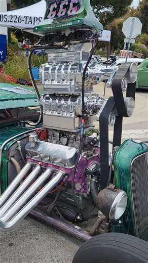 Spotted this incredible dual supercharger build @morrobayca Morro Bay Car Show back in May. You might wonder if it drives on the road, and I have confirmed, it has lots of highway time. Thanks for bringing this beast out to share with the rest of us car crazies @loblo from Paso Robles and @kustomhogue805. #sema #semacar #ratrod #supercharged #blown #hotrod #garagebuilt #ratfink #hotrodder #streetrod #streetbeast #streetcar #prostreet #restomod #classiccarsdaily #classicridesdaily #musclecarsdail