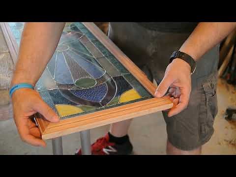 Final cutting and fitting of stained glass frame