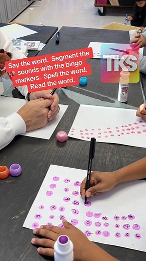 Grab some bingo markers and felt tip pens to help students with segmenting and spelling words! Why felt tip pens? Felt tip pens on paper create friction. Friction creats muscle memory which helps students with sounds, letter formation and reading! For more small group information, click here: https://thekindergartensmorgasboard.com/2024/06/small-group-instruction.html | Kindergarten Smorgasboard