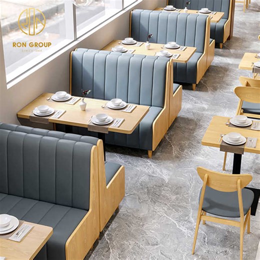 Curved Round Booth Benches Sofa Coffee Shop Wood Cafe Commercial Restaurant Furniture Table and Chair Booth Seating Set