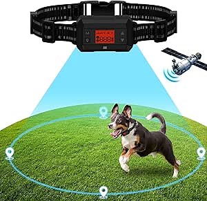 GPS Wireless Dog Fence - Electric Dog Fence with GPS, 2023 Waterproof Pet Containment System Range 99~2997FT, Tone/Vibration/Shock, Rechargeable Harmless & Adjustable Strength Suitable for All Dogs