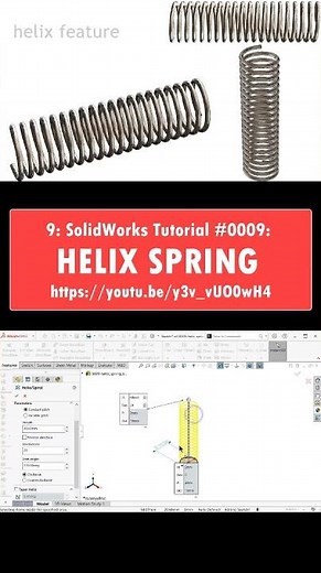 #0009 SolidWorks Tutorial 9: helix spring - basic - (helix feature) - #3D #SolidWorks #CAD #tutorial