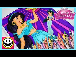 Full Coloring Disney Princess Jasmine holding the Genie's Lamp from the Official Movie Aladdin 2019!