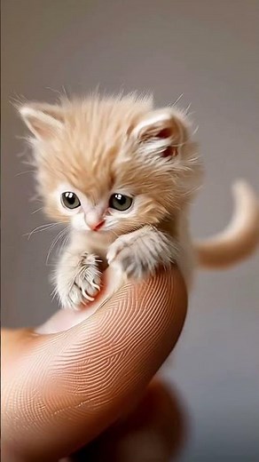 World's Tiniest Kitten Standing on a Finger 🐾