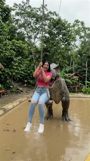 😱 Giant Dinosaur Swing Challenge! 🦖🌴