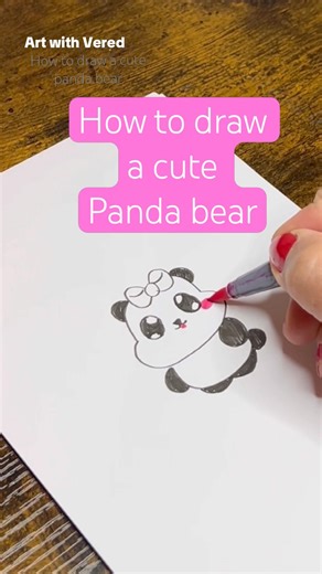 How to draw a cute panda bear #cuteart #drawing #fyp