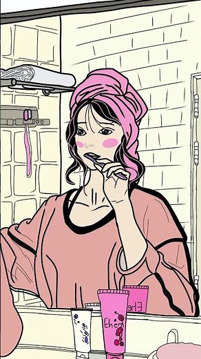 A beautiful girl brushing her teeth with an electric toothbrush in her bathroom ✨#shorts #fyp