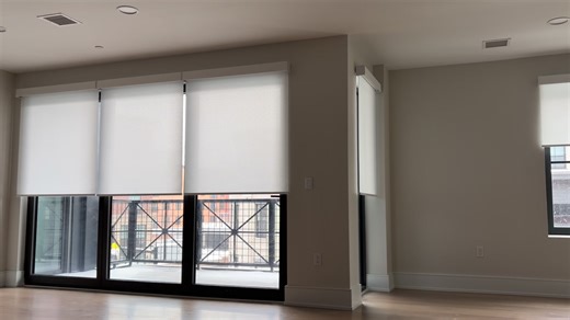 Today's install: Hunter Douglas Designer Roller Shades with PowerView Motorization. Control light with ease, Hunter Douglas makes it easy to raise and lower your shades by remote or through the PowerView app. Call or stop by today for a free quote! | Route One Carpet & Blinds