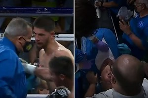 Boxing ref is stretchered out of ring after being KO'd by accidental punch