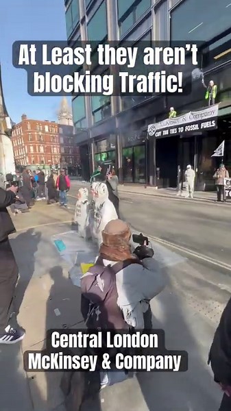 Extinction Rebellion in central London outside McKinsey & Company