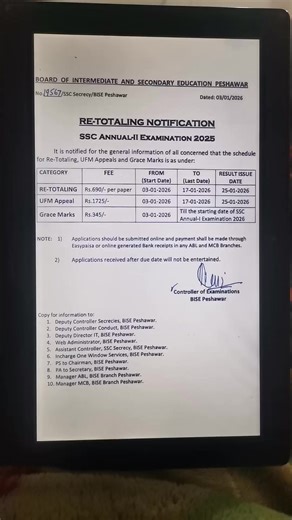Bise Peshawar SSC Annual-II Examination 2025 Results