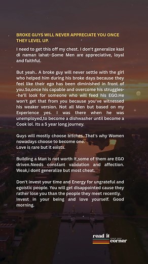 Broke guys will never appreciate you once they level up.#storytime #storytelling #offmychest #confession #relationshipproblems | Read It Corner