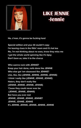 Like Jennie: New Song Lyrics by Blackpink's Jennie