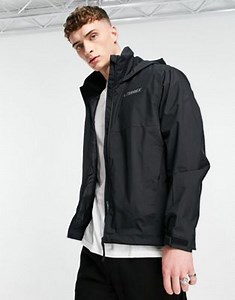 adidas Terrex Multi RAIN.RDY two-layer jacket with hood in black - BLACK | ASOS