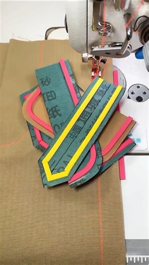 sewing machine being used with sandpaper as a template for a sewing project. #sewing #sewingmachine