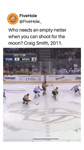 In one of the most unforgettable moments in NHL history, Craig Smith had an empty net in front of him and still managed to miss, sending the puck into the protective netting above the glass. #CraigSmith #NHLHistory #EpicFail #HockeyHumor #FiveHole #Predators #GoalFail #HockeyLife #PuckBloopers #NHLMoments #NHLFans #HockeyNation #NHLHighlights #HockeyCommunity #PuckLife #HockeyLegends #nhlmemes | Fivehole