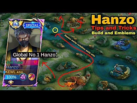 TOP GLOBAL HANZO ROTATION AUTO WINSTREAK (hanzo best build and emblem 2024) - MLBB