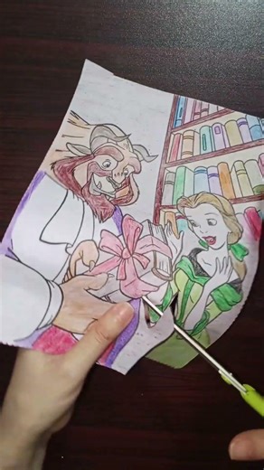 Beauty and the Beast Paper Cutting Art ✂️ #shorts #papercraft #art #drawing #asmr