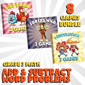 8 No Prep Math Games Bundle B - Add & Subtract Word Problems - Grade 3 Review